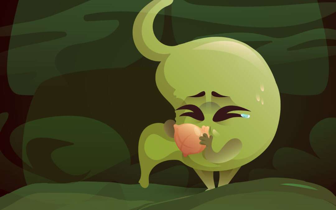 cartoon image of sick stomach food poisoning