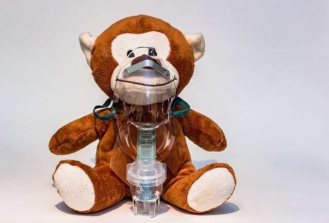 monkey stuff toy with inhaler understanding lung cancer