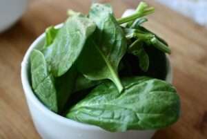 Spinach in Bowl on the table Top Ten Healthy Vegetables